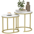 Marble Effect Nesting Tables Gold and White Space Saving Design by HOMCOM