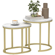 Marble Effect Nesting Tables Gold and White Space Saving Design by HOMCOM