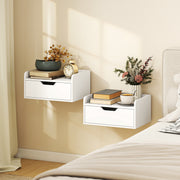 Floating Bedside Tables Set of 2 with Drawer and Shelf Space Saving Storage White AOSOM