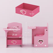 Kids Table and Chair Set With Storage Bins For Play and Learning Activities Pink AOSOM
