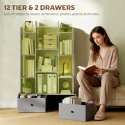 12 Shelf Storage Unit With Drawers For Home Office Or Bedroom Organisation Graphite AOSOM