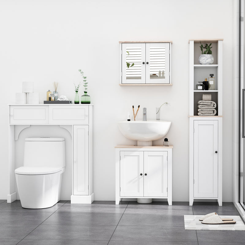 Freestanding Under Sink Bathroom Cabinet With Adjustable Shelf And Storage Space White