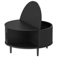 Round Coffee Table with Hidden Storage for Safer Family Living Room Black Wood Effect
