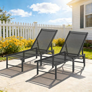 Set of 2 Adjustable Garden Sun Loungers for Outdoor Relaxing with Breathable Mesh Black Outsunny