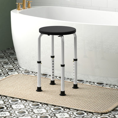 Black Height Adjustable Aluminium Shower Chair With Non Slip Feet for Elderly and Disabled by HOMCOM