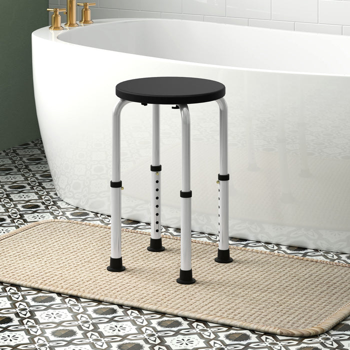 Black Height Adjustable Aluminium Shower Chair With Non Slip Feet for Elderly and Disabled by HOMCOM