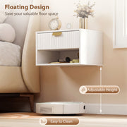 Floating Bedside Tables Set of 2 with Drawer and Shelf for Tidy Bedroom Storage White AOSOM