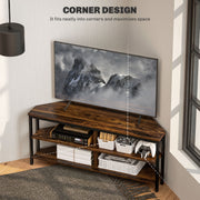 Industrial Corner TV Unit Black and Brown Wood Effect for Living Room by HOMCOM