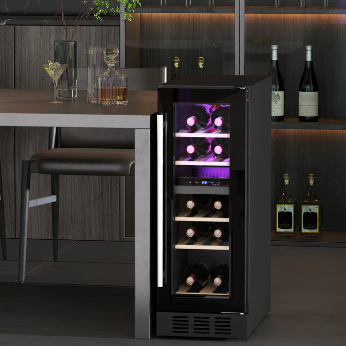 Black Dual Zone Wine Fridge 16 Bottle Capacity 5-18℃ by HOMCOM