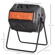 160L Dual Chamber Rotating Garden Composter in Orange by Outsunny