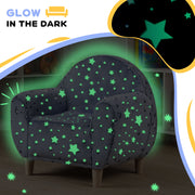 Kids Glow in the Dark Armchair with Star Design Ideal for Bedroom or Playroom, Grey