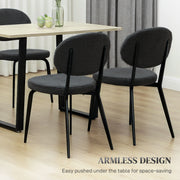 Set of 4 Black Boucle Dining Chairs with Padded Seat and Metal Legs for Modern Homes