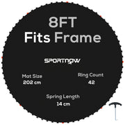 8ft Trampoline Replacement Mat with V Hooks and Spring Tool for Outdoor Use Black AOSOM