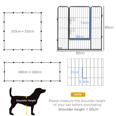 16 Panel Heavy Duty Puppy Playpen for Small and Medium Dogs Indoor Outdoor Use Grey AOSOM