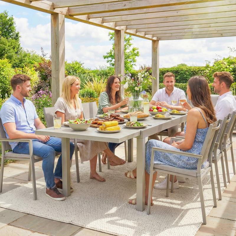 Extendable Outdoor Dining Table for Flexible Garden Entertaining Light Grey Wood Effect Outsunny