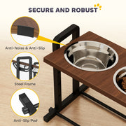 Adjustable Elevated Dog Feeder With 4 Heights And Angled Bowls For All Breeds Brown AOSOM