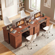 Home Office Computer Desk With Drawers and 3 Storage Shelves for Work or Study Walnut Brown AOSOM