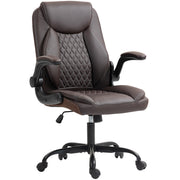 Ergonomic Faux Leather Office Chair with Flip Up Armrests for Home or Office Use Brown