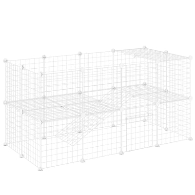 36 Panel Pet Playpen Metal Wire Fence for Small Animals Indoor and Outdoor Use White