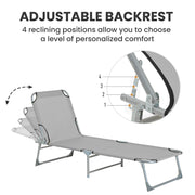 Folding Camping Bed with Adjustable Backrest for Outdoor Relaxation Grey Outsunny