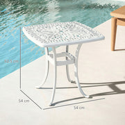 Outdoor Coffee Table with Parasol Hole for Garden or Patio Use Cast Aluminium White Outsunny