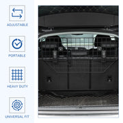 Adjustable Dog Car Guard Boot Barrier with Metal Mesh for Safe Travel, Black AOSOM