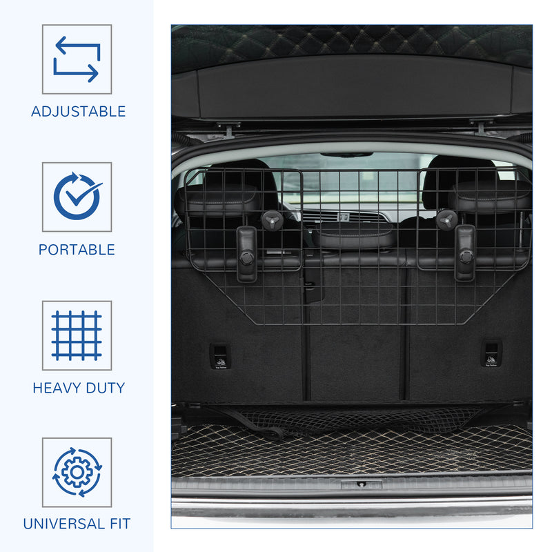 Adjustable Dog Car Guard Boot Barrier with Metal Mesh for Safe Travel, Black AOSOM