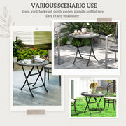 Folding Round Garden Table with Tempered Glass Top and Grey Rattan Edging by Outsunny