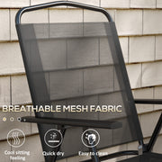 Three Piece Bistro Set with Glass Top Table Black by Outsunny