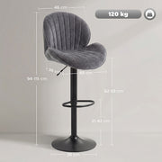 Adjustable Swivel Bar Stools with Curved Backrest for Kitchen Counters Grey and Black AOSOM
