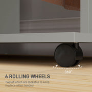 Grey Double Open Wardrobe with Mobile Storage Shelves and 6 Wheels by HOMCOM