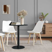 Round Dining Table With Steel Base For Kitchen Or Living Room Use 60cm Black AOSOM