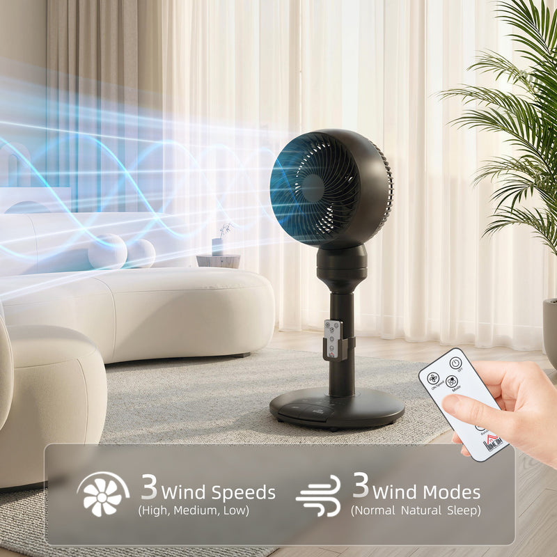 Electric Air Circulator Fan with Remote Control and Timer for Bedroom or Office Black AOSOM