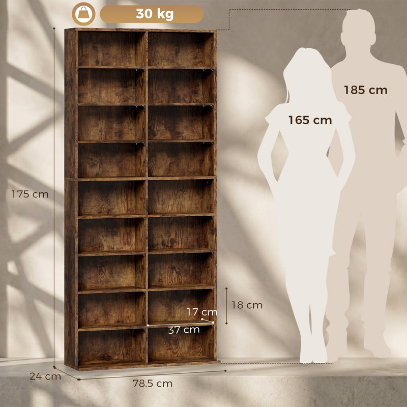 Tall Media Storage Unit with Adjustable Shelves for CDs and DVDs Slim Design