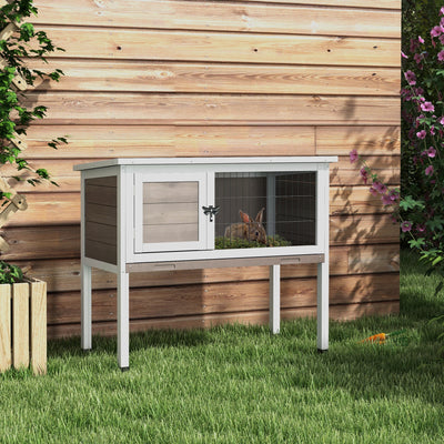 Wooden Guinea Pig Hutch With Slide Out Tray And Open Roof For Small Pets Brown