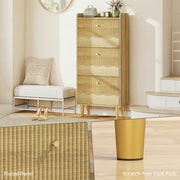 Shoe Storage Cabinet for Narrow Hallways with Adjustable Shelves and Top Shelf Oak Gold AOSOM