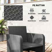 Five Piece Grey Rattan Garden Sofa Set with Coffee Table and Ottomans by Outsunny