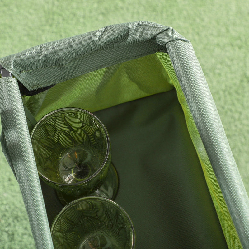 Green Folding Garden Trolley Cart With Canopy And Handle For Camping Or Beach Use