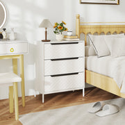 3 Drawer Fabric Dresser with Aluminium Handles Ideal for Bedroom Storage White