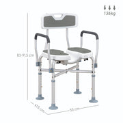 Height Adjustable Shower Chair with Padded U-Shaped Seat and Non-Slip Feet for Elderly by HOMCOM