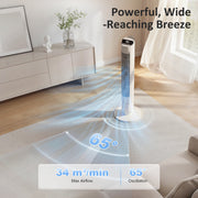 Tower Fan for Bedrooms and Living Rooms with Quiet Operation and Smart Controls White AOSOM