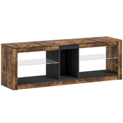 LED TV Stand Cabinet With Remote Control And Storage For TVs Up To 65 Inches Rustic Brown