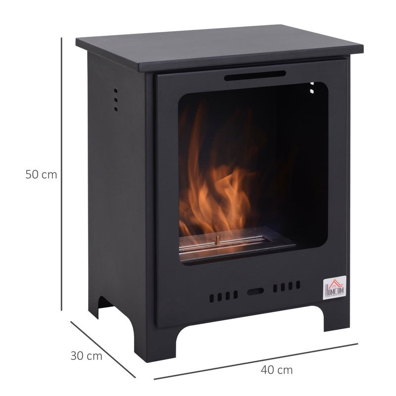 Freestanding Ethanol Fireplace for Instant Smoke Free Warmth in Small Rooms Black