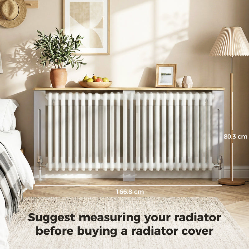 Radiator Cover with Shelf for Extra Storage and Safety Slatted Front Grey Homcom