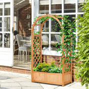 Raised Garden Bed with Trellis for Climbing Plants and Herbs Freestanding Planter Brown Outsunny