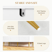 White and Gold Sideboard with Two Cupboards Elegant Storage Unit by HOMCOM