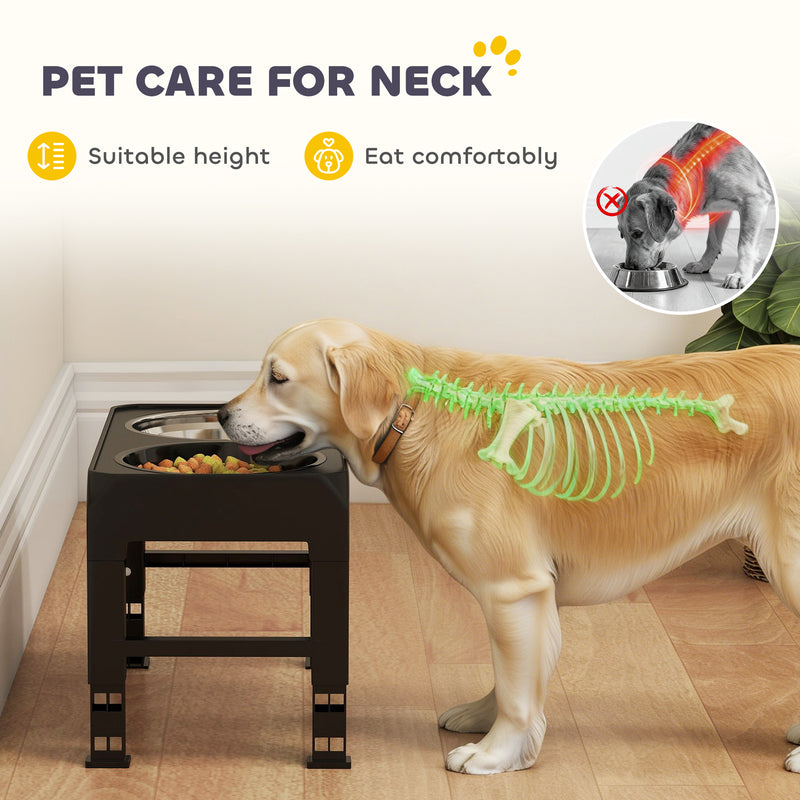 Foldable Elevated Dog Bowl Stand With Slow Feeder And 4 Heights For All Breeds Grey