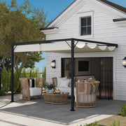 3 x 3m Outdoor Pergola with Retractable Canopy Cream White by Outsunny