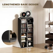 CD and Media Storage Shelves Set of 2 with Adjustable Compartments High Gloss Black AOSOM