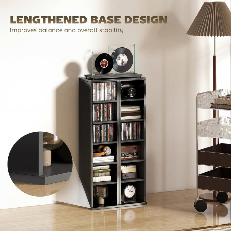 CD and Media Storage Shelves Set of 2 with Adjustable Compartments High Gloss Black AOSOM
